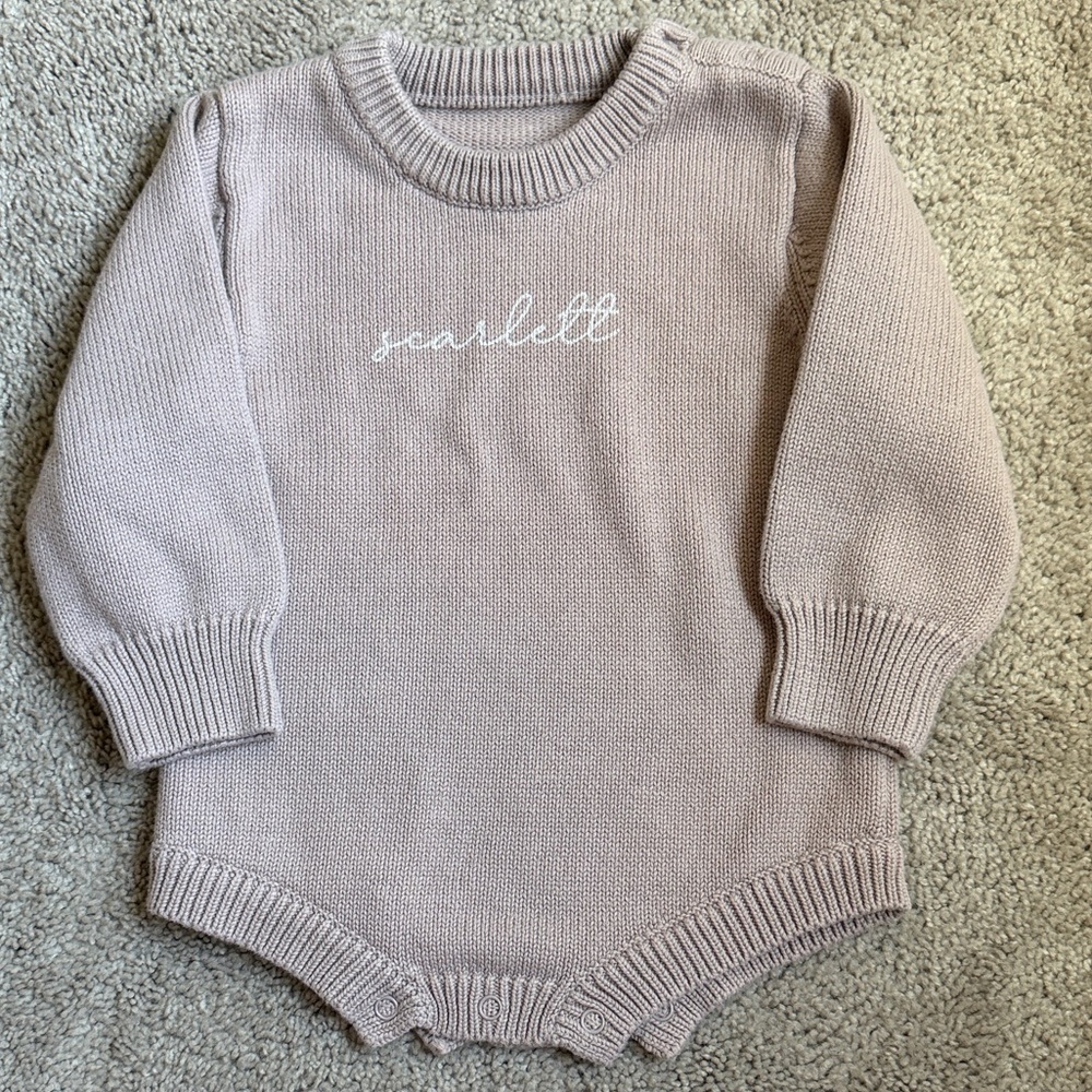 Caden Lane Personalized Printed Knit Sweater Bubble | “scarlett”